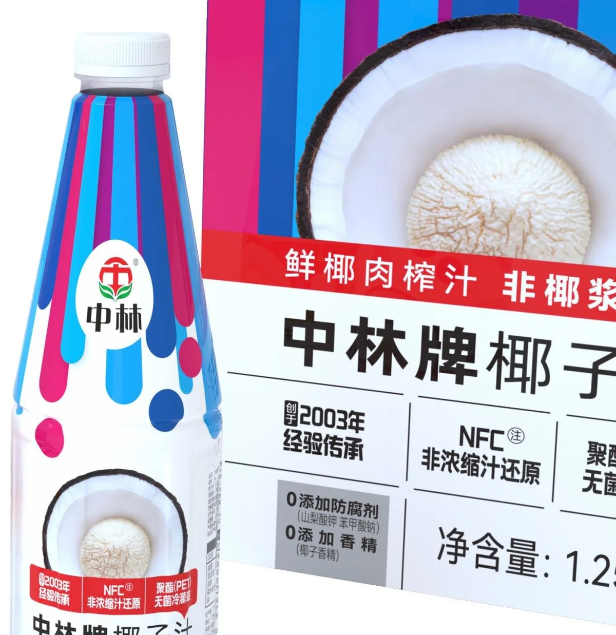 中林牌生榨椰子汁（花红版）1.25L×6